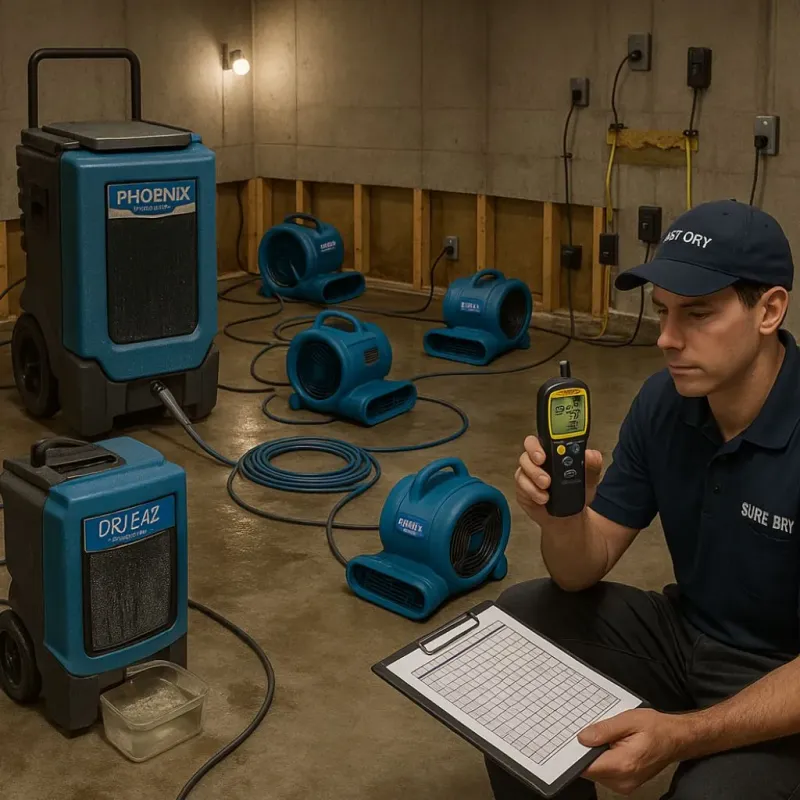 Structural Drying and Dehumidification process in Middlesex, NJ
